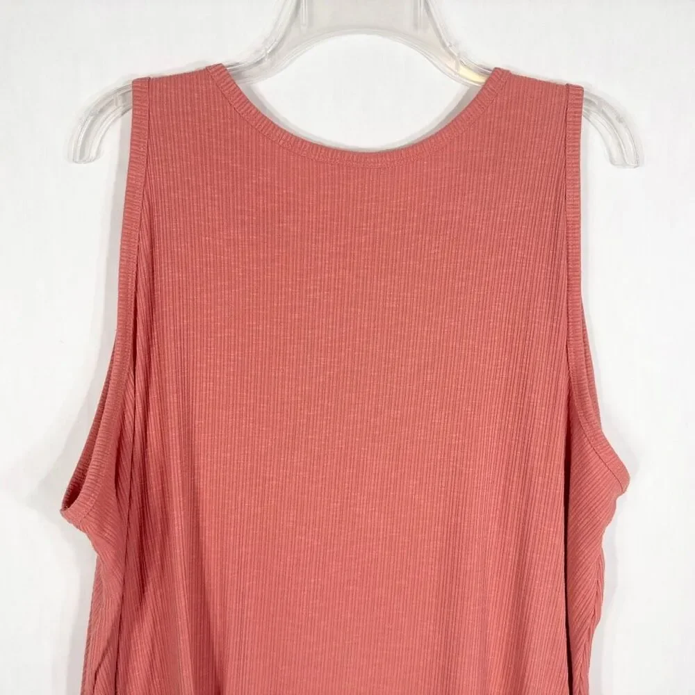 Old Navy Plus Size 3X Tank Top Sleeveless Luxe Pink Ribbed Stretched Crew 739 - Picture 5 of 8